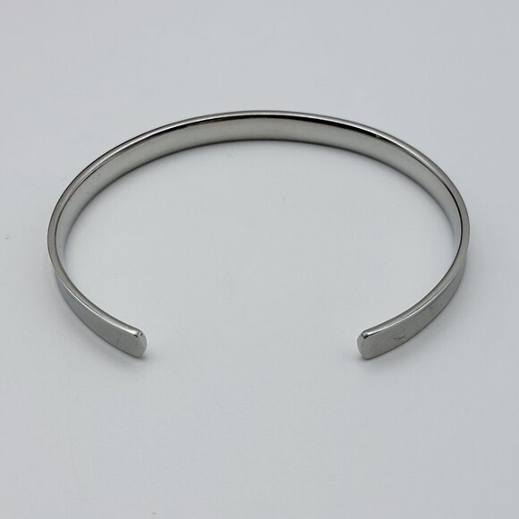 Michael Kors Silver Tone Logo Open Cuff Bracelet Tiny Diamond Accent 6.5" - Picture 4 of 11